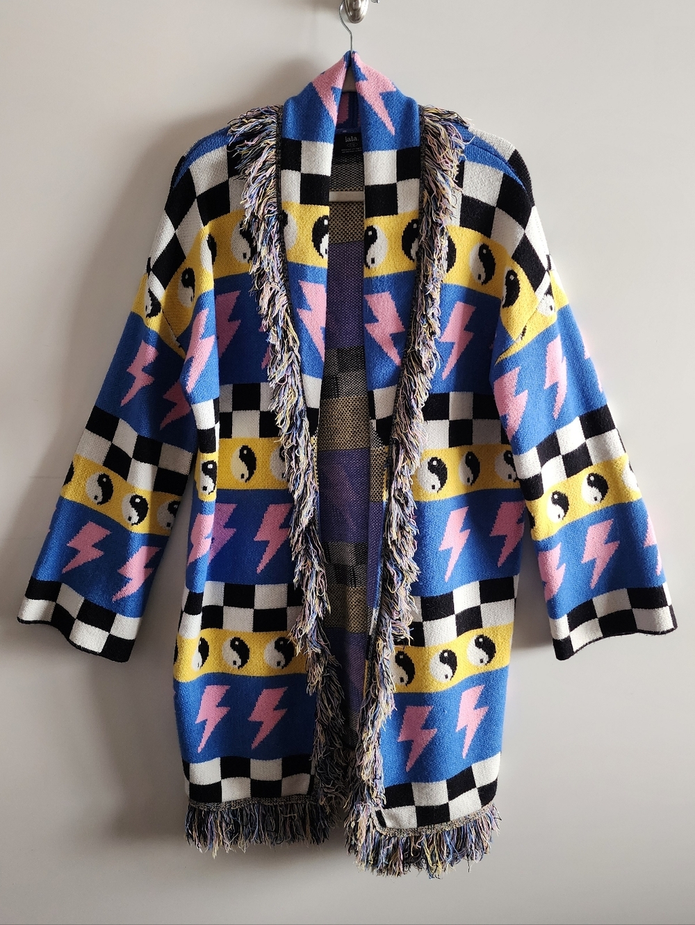Dressed In Lala Fringe Blanket Cardigan In Wonderstruck Size Small/Medium - Picture 2 of 11
